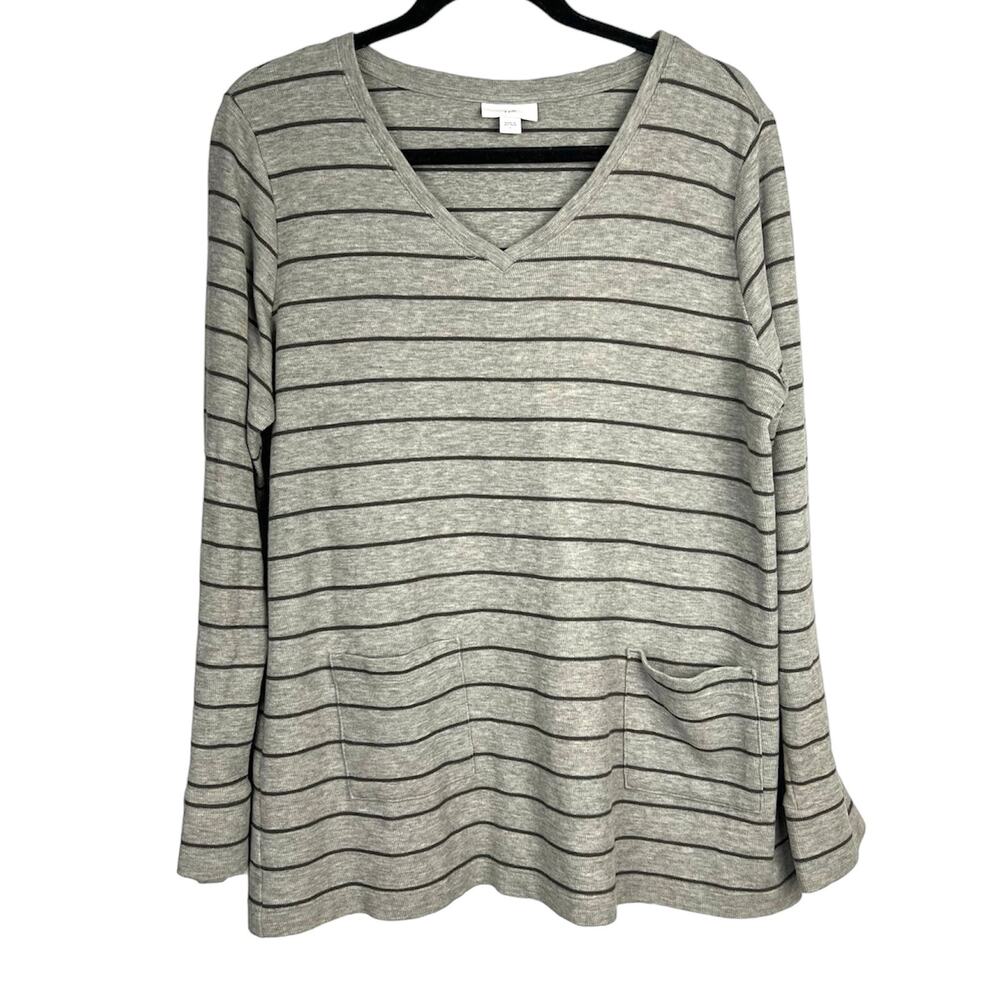 J . JILL Soft Stretchy Ribbed Jersey Knit Tunic Top  L